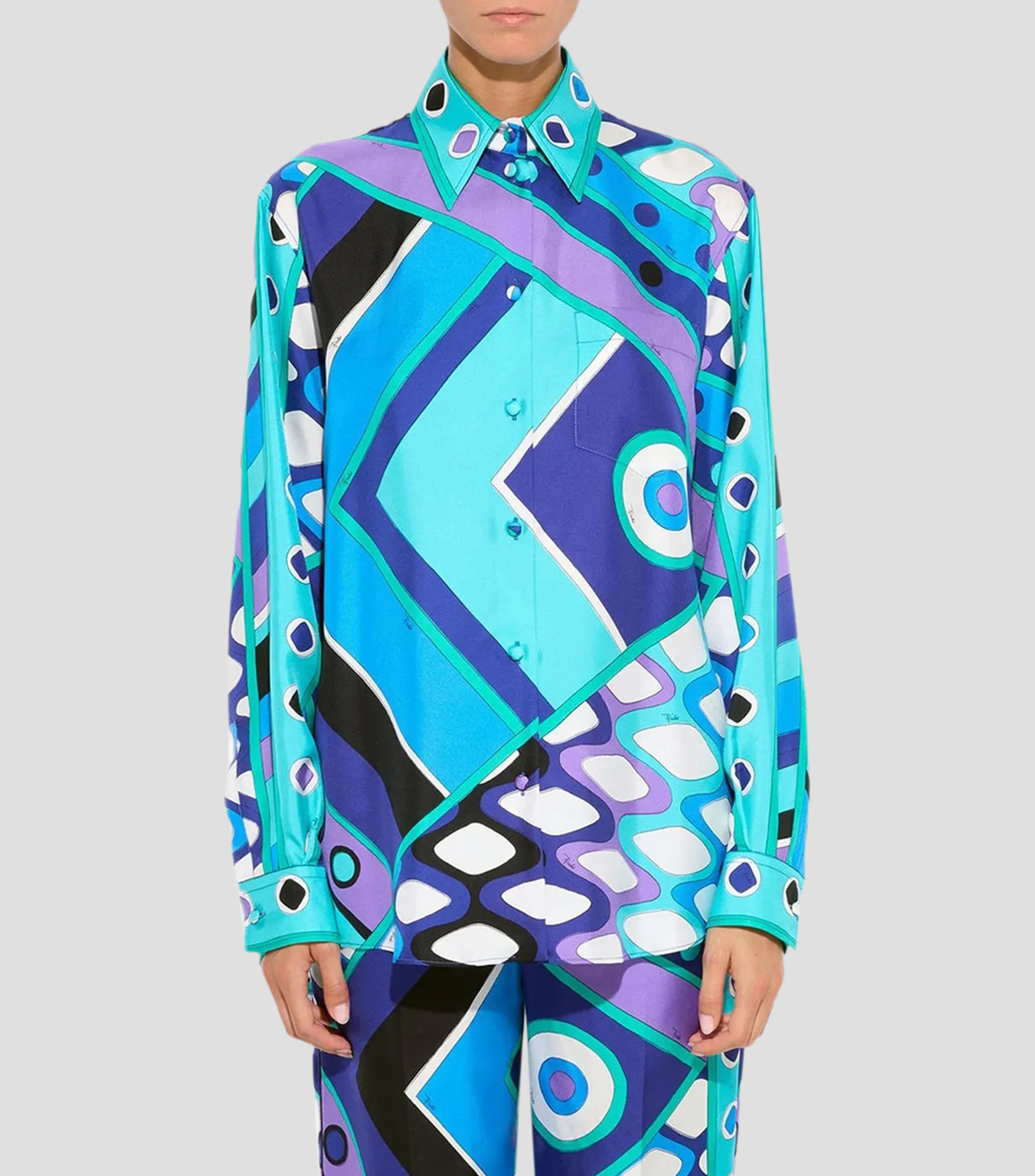 Blusa estampada manga larga Mujer
